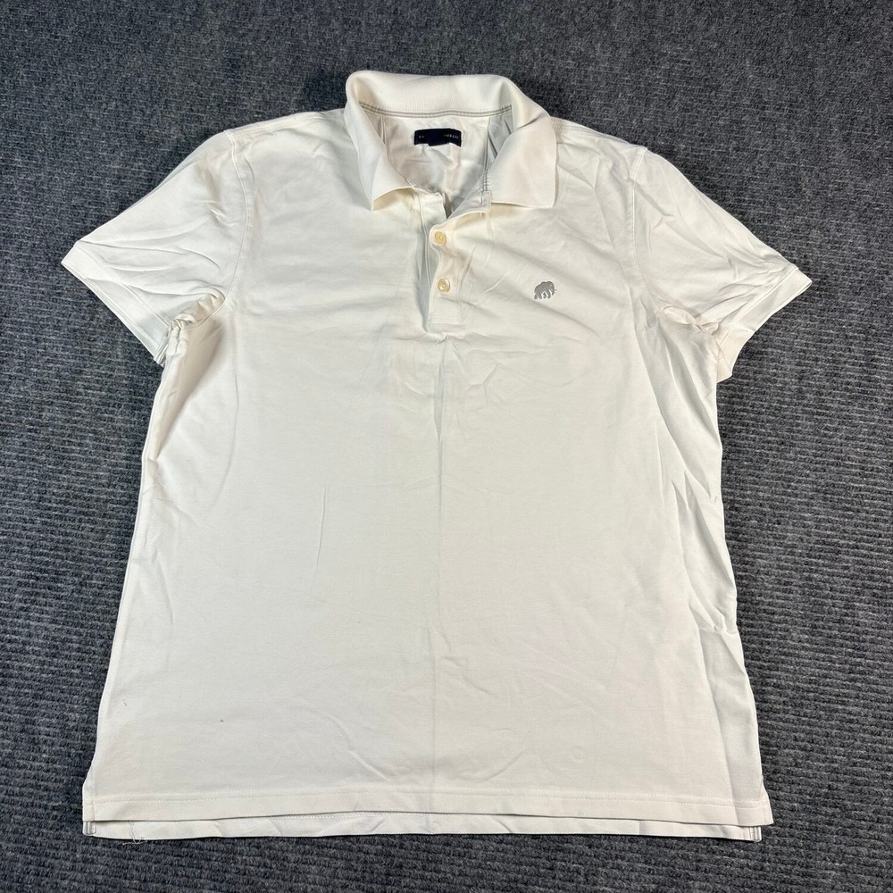 Banana Republic Polo Shirt Mens M White Excellent Elephant Logo Pique Cotton